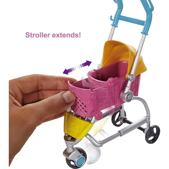 NWT Barbie Stroll & Play Pups Playset with Brunette Doll - Picture 4 of 7